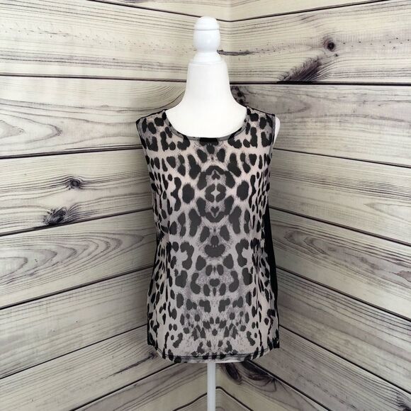 TopShop Leopard Print Black Back Tank Size 6 - Picture 1 of 6